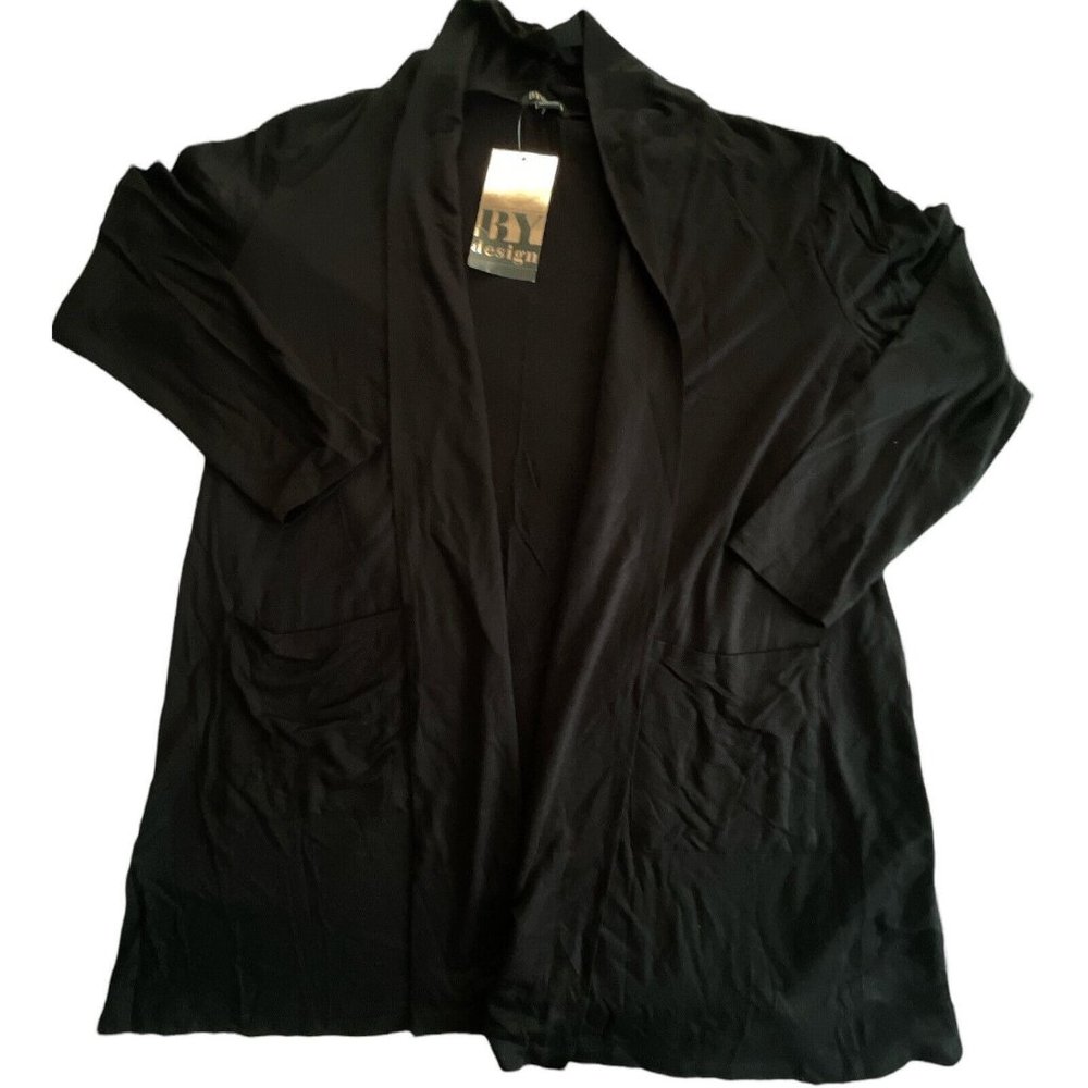 Women’s Dusters Plus Size 1X BY Design Light Duster Cardigan With Pockets Black - Picture 5 of 12